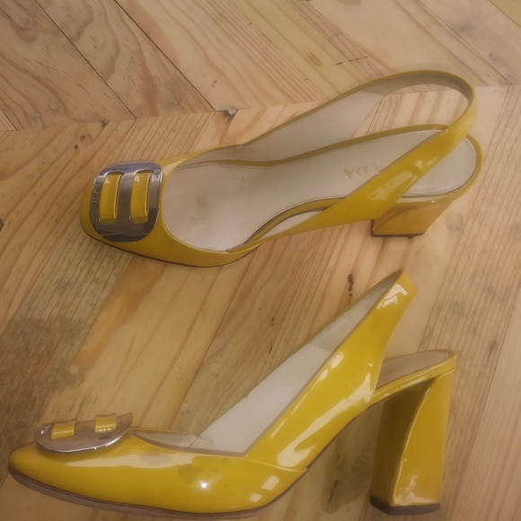 Prada Shoes - PRADA Yellow Slingback Pumps Size EUR 38 1/2